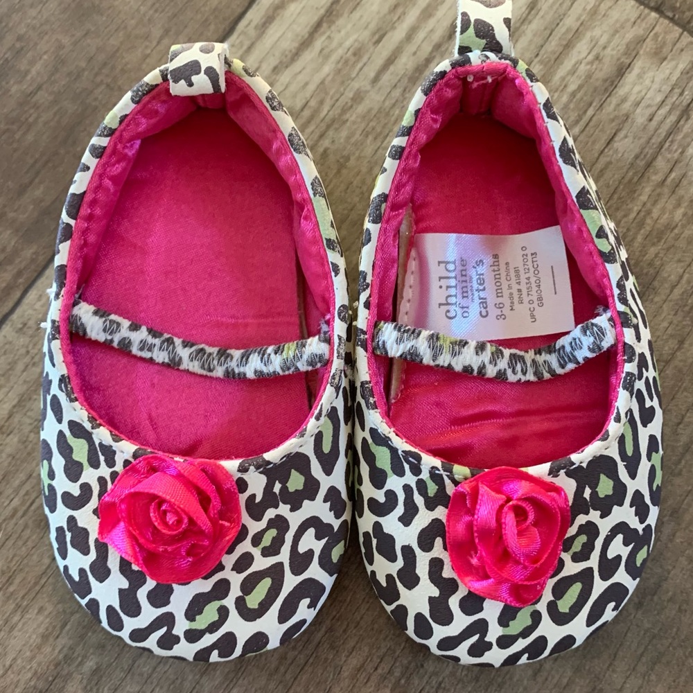 Carter’s cheetah leopard print crib shoes flats